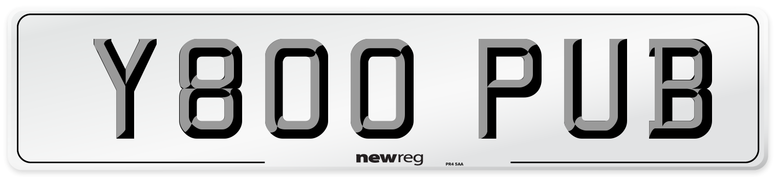 Y800 PUB Number Plate from New Reg